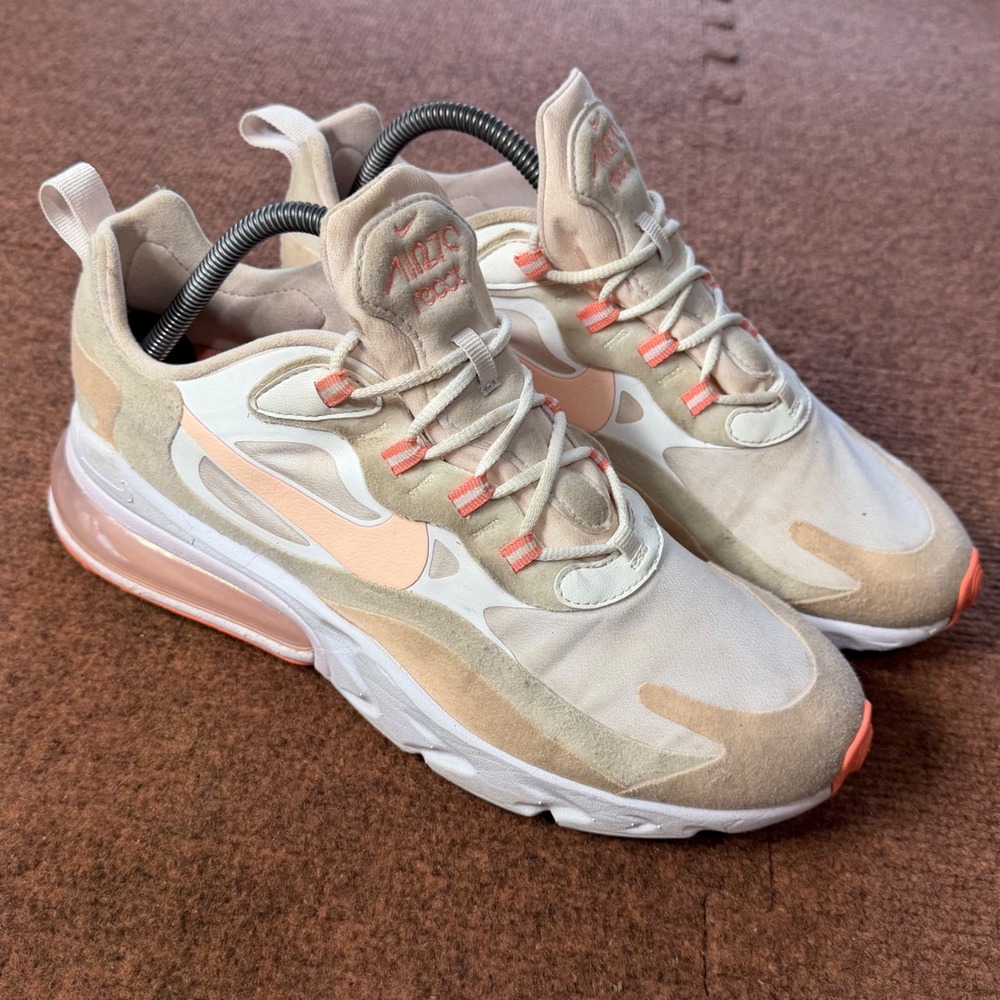 Nike Air Max 270 React Fossil Hyper Crimson CJ0619-103 Womens 10 Running Shoes